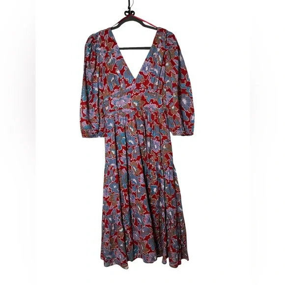 Caroline Constas Red and Blue Floral Long Sleeve Dress - Picture 8 of 8